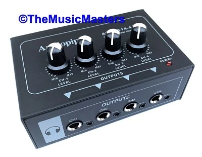 4 Channel HD Stereo HEADPHONE AMPLIFIER MIXER Audio Splitter Pro DJ Home Studio - Image 1 of 4