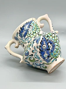 Jarrón vintage pintado a mano Grecia cerámica jardín caribeño ánfora asas florales - Imagen 1 de 13