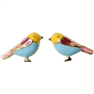Mode Emaille vergoldet Farbe Vogel Ohrstecker Damen Mädchen Geschenk Neu - Bild 1 von 3