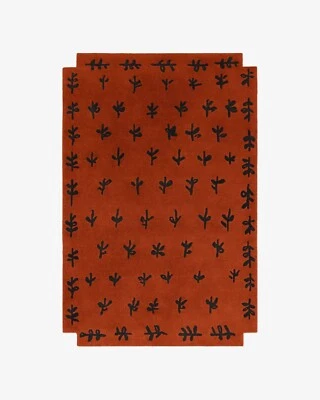 Black Leafy buds on Red Base Hand-Tufted Wool Handmade Area Rug - Image 1 of 4