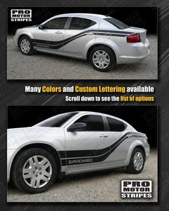Dodge Avenger 2008-2014 Rocker to Rear Quarter Side Stripes Decals (Choose Color - Picture 1 of 2