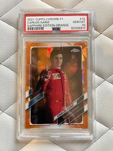 2021 Topps Chrome Sapphire F1 Carlos Sainz #12 Orange /25 PSA 10 GEM MINT ๐ - Picture 1 of 2