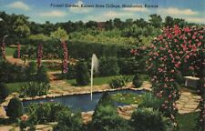 Postcard Manhattan Kansas Formal Garden Kansas State College