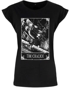 The Chalice Tarot Card - Ladies Black T-Shirt, Gothic Mystical Cup, Deadly Tarot - Picture 1 of 3