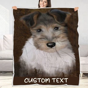 Wire Fox Terrier Dog Blanket Personalized Throw Woven Fleece Sherpa Designs NWT - Picture 1 of 29