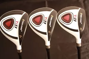 WHITE STIFF FLEX +1 MENS GOLF CLUBS FAIRWAY WOOD SET #3 #5 #7 + HEADCOVERS - Picture 1 of 3