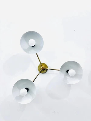 3 Arm Light Shade Mid Century Brass Sputnik Chandelier Light Fixture Gift - Image 1 of 4