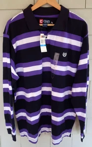 Herren CHAPS gestreiftes, lila & weißes POLOSHIRT, Langarm XL (Neu mit Etikett) - Bild 1 von 6
