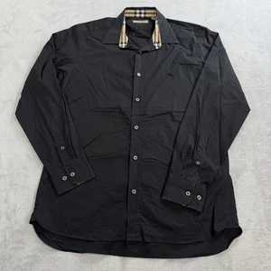 Camisa Burberry London Para Hombre M Negra Nova Cuadros Preppy Abotonada Manga Larga - Imagen 1 de 11