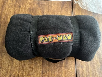 PAC-man Throw Blanket 50” X 60” Brand New Black Embroidered Velour - Image 1 of 4