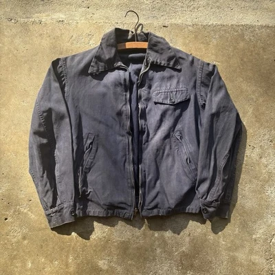 Vintage 40s 50s Block Sportswear California Gabardine? Zip Jacket Navy S Flaw - Image 1 of 4