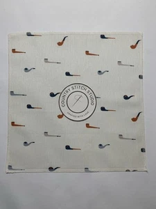 Cotton poplin fabric Handmade handkerchief hankie pocket square “Tobacco Pipes” - Picture 1 of 6
