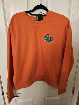 Moletom feminino novo com etiquetas NFL Team Apparel Antigua LVII Super Bowl Victory Crew LG - Imagem 1 de 4