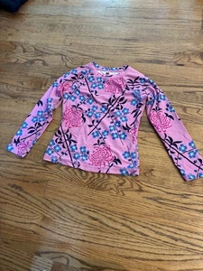 EUC Tea Collection Long Sleeve Branch Blossoms Swim Rash Guard Sz 8 - Picture 1 of 3