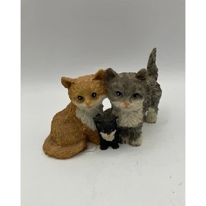 Niedliche Harz Katze/Kätzchen Familie Figur Home Regal Dekor braun/grau/schwarz 2,5" hoch - Bild 1 von 3