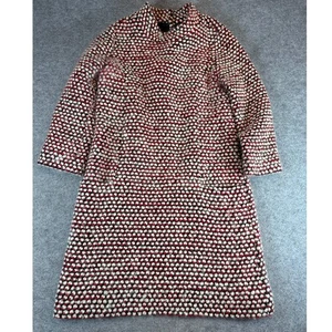 J. Mini Vestido Crew Para Mujer Talla 4 Rojo Blanco Lana Boucle Acogedor Manga Larga Retro - Imagen 1 de 10