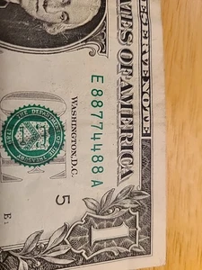 88774488. 1 $ FRN Fancy Quad doppelte Seriennummer. - Bild 1 von 3