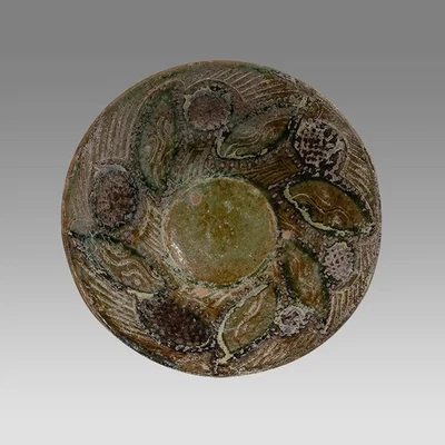 Islamic Persian Glazed Ceramic Bowl C. 13th-14th Cent. AD 6.5" diameter w/ COA - Image 1 of 4