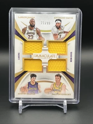 2024-25 Immaculate Quad Hombres Lakers-James, Davis, Reaves, Knecht /99 Juego Usado 🔥 Foto 1 de 2