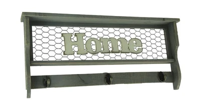 Rasguños y abolladuras rústico madera envejecida hogar estante gancho de pared estante Foto 1 de 4