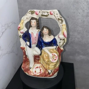 "Estatuilla coleccionable vintage Staffordshire espalda plana 6"" mediados del siglo XIX" - Imagen 1 de 11