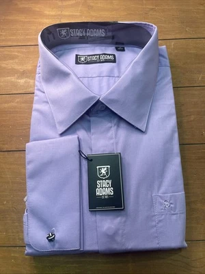 Camisa de vestir para hombre Stacy Adams lavanda oscura 20 36/37 manga larga puño francés Foto 1 de 4