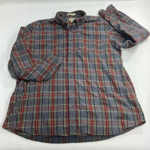 LL Bean Scotch Plaid Flannel Shirt Traditional Fit Mens XXL Tall Gray Red  2XLT - Picture 1 of 5