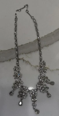 Givenchy Silver Tone Crystal Cluster Necklace Pristine - Image 1 of 4