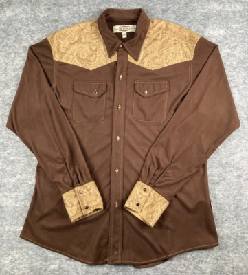 Vintage BC Ethic Mens Shirt 2XL Western Paisley Yoke Brown Retro Party Button Up - Image 1 of 4
