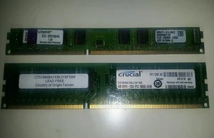 8GB DDR3 1333Mhz RAM (Kingston+Crucial) - Picture 1 of 1