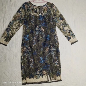 Mint Velvet Floral Lace Multicoloured Embroidered Midi Dress Size 18 NEW - Imagen 1 de 17