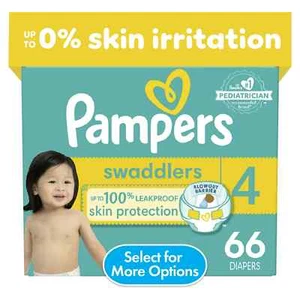 Pampers Swaddlers Diapers, Size 4, 66 Count (Select for More Options) - Picture 1 of 11