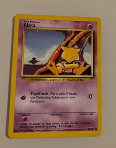 1st Edition Abra 43/102 Vintage Base Set Pokemon Card WOTC LP/MP - Picture 1 of 2