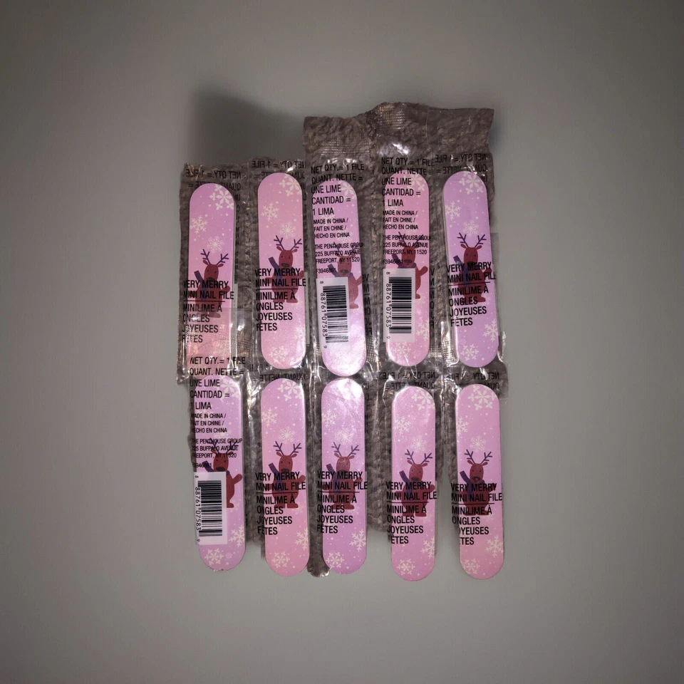 Avon 10 Holiday Pink Very Merry Mini Nail Files Vntg Reindeer Design - Image 1 of 1