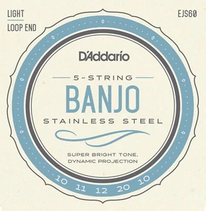 D'Addario EJS60 5 String Banjo Strings Stainless Steel Light 10-20 js60 - Picture 1 of 13