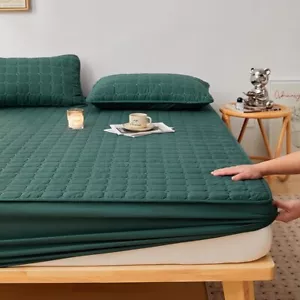 Mattress Protector Embossed Mattress Covers Fitted Sheet Solid Color Soft Pad - Picture 1 of 29