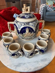 Vintage German Stoneware Punchbowl Set - Picture 1 of 9