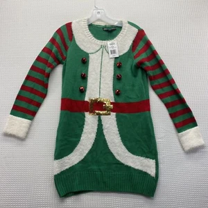 United States Sweaters Women S Green Christmas Elf Holiday Party Bells (1I) - Picture 1 of 6