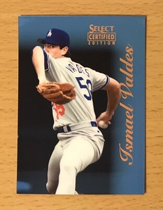 1996 SELECT CERTIFIED BASEBALL CERTIFIED BLUE ISMAEL VALDES LOS ANGELES DODGER 1