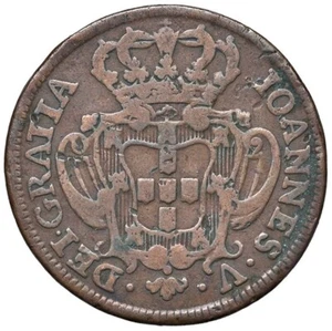 1743 Portugal 10 Reis Münze - João V (1706-1750) - seltenes Kupfer KM# 227 - 12,22 g - Bild 1 von 2