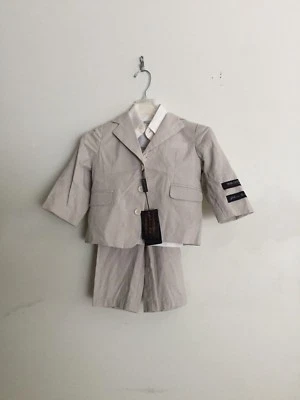 Novo com etiquetas Johnnie Lene-Boys 3 PEÇAS-Criança-Algodão-Linho Irlandês-ITÁLIA BRONZEADO-Terno-Tamanho-2T - Imagem 1 de 4