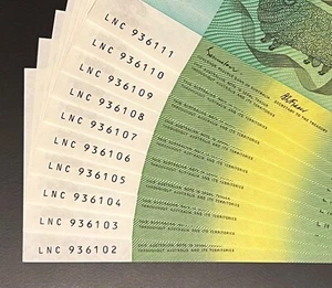 Consecutive RUN of 10 x Australian $2 Notes 1985 ** aUNC ** Very Crisp & Clean!! - Bild 1 von 2