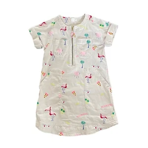 Crewcuts J.Crew Girls Shirt Dress 5 Pastel Pink Summer Flamingo Print Shift - Picture 1 of 5