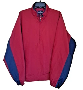 Docker's 1/4 Zip Golf Windbreaker Men's Size L Maroon & Blue Colorblock Pre-own - Picture 1 of 11