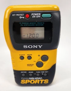 Vintage SONY Walkman Sports FM/AM Radio Yellow SRF-M70 with Belt Clip Works - Picture 1 of 7