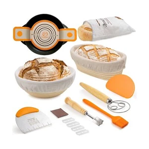 Banneton Bread Proofing Basket Set, 10 Inch Oval & 9 Inch Round Sourdough bre... - Picture 1 of 6