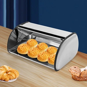 Stainless Steel Bread Box, Silver Bread Bin, Kitchen Counter Bread Container New - Picture 1 of 21