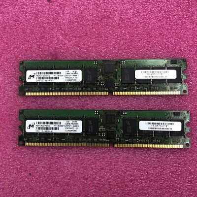 2pcs: MICRON MT18VDDF12872Y-40BF1 1GB PC-3200R DDR-400 REG ECC Server Memory - Image 1 of 4