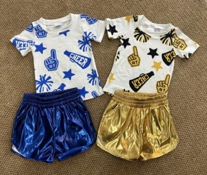 Summer Baby Clothes Det Football Cheer Top Leather shorts Set - Picture 1 of 8