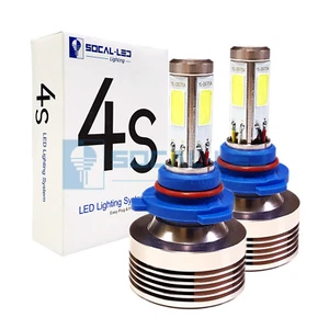 SOCAL-LED 2x 4S H10 9145 LED Fog Light Kit 80W 8000LM 4-Side Crystal White Bulbs - Picture 1 of 7